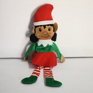 Greenbrier African-American Black Girl ELF Plush Sewn Eyes Christmas Santa 14"